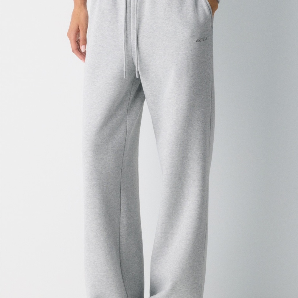 Aritzia boyfriend wide leg Heather grey sweats sweatpants